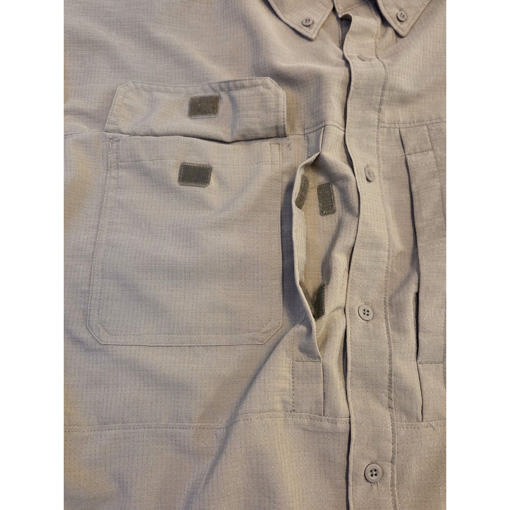 HUK Men's Fishing Shirt XXXL Khaki Long Sleeve Performance Button Up Performance - Picture 4 of 7